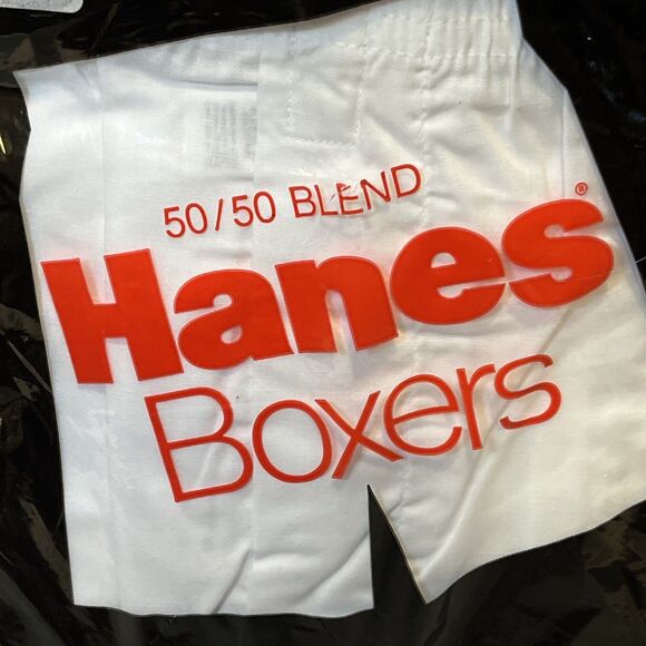 VINTAGE Hanes Large 38-40 Men’s Boxers 50/50 Blend 3 Pair White 1988 - Picture 4 of 6